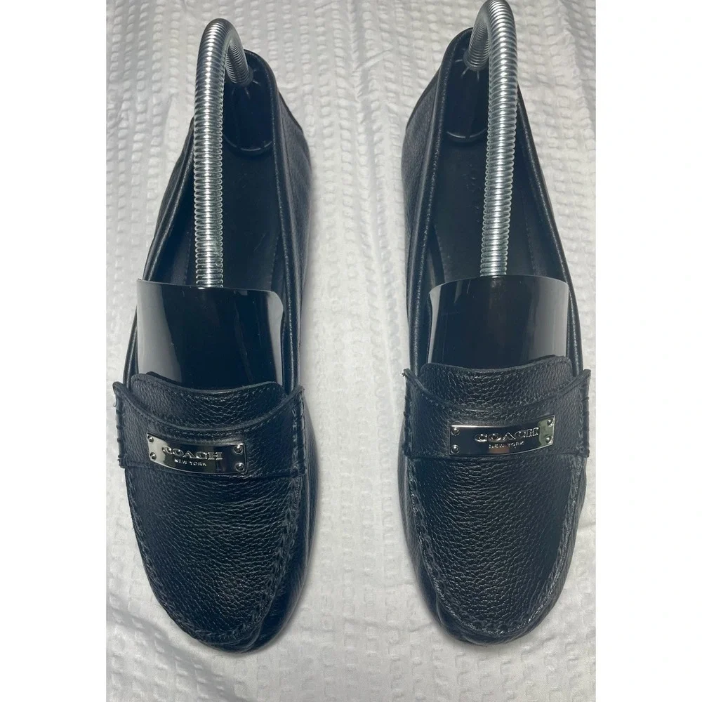 COACH Fredrica Black Leather Loafer Flats Women's sz 8B Shoes Very Little Wear - Picture 1 of 10